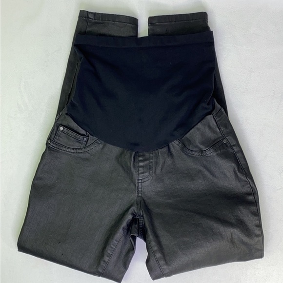 NWOT BLUE INDIGO Faux Leather Maternity Full Panel Straight Leg Jean/Pant LARGE - Picture 6 of 7